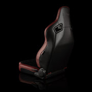 Elite V2 Series Sport Seats - Maroon PU / Black Suede / Black Stitching - Low Base Version