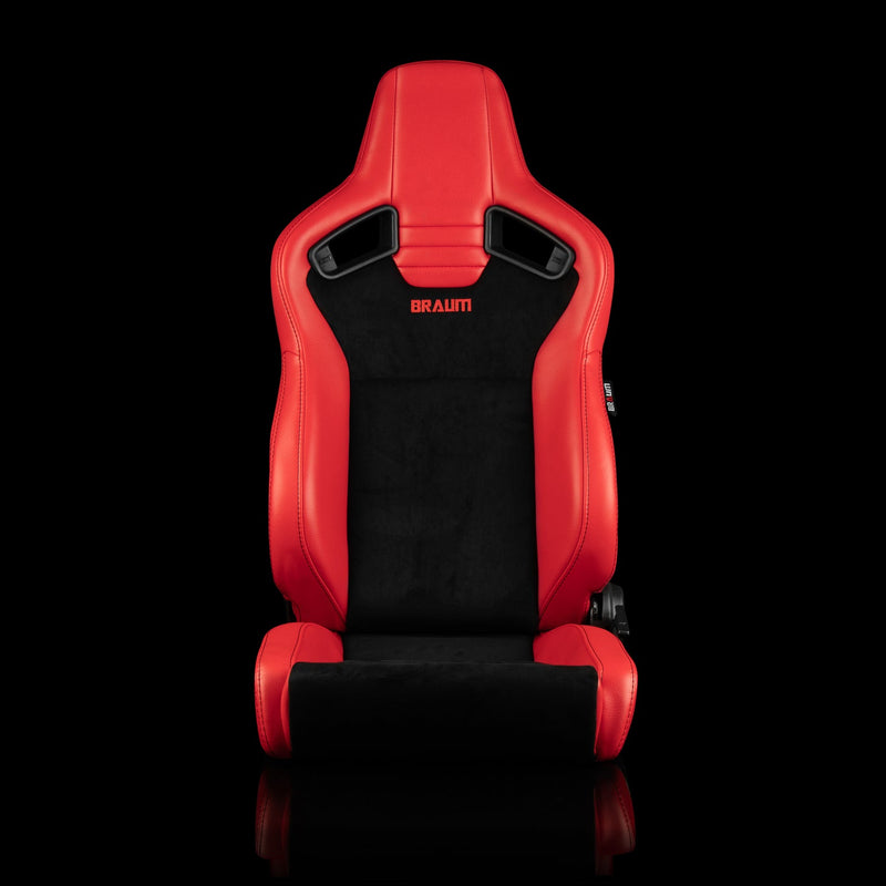 Elite V2 Series Sport Seats - Red PU / Black Suede / Black Stitching - Low Base Version
