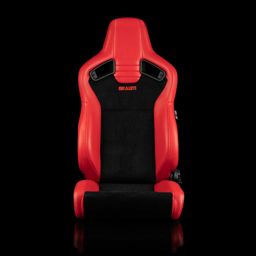 Elite V2 Series Sport Seats - Red PU / Black Suede / Black Stitching - Low Base Version
