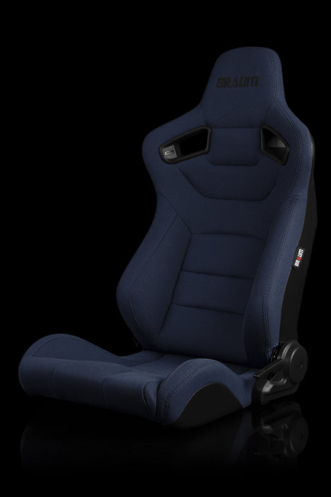 Braum Elite Series Sport Seats - Blue Cloth (Black Stitching), (Pair)
