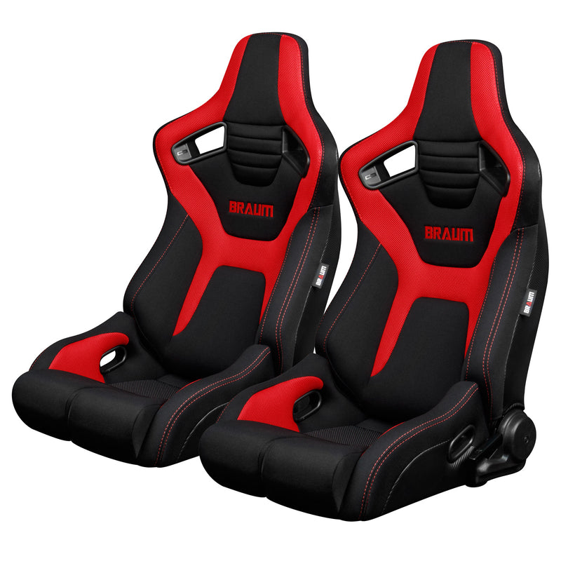 Elite-R Series Sport Seats - Black and Red Polo Cloth (Red Stitching)