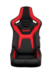Elite-R Series Sport Seats - Black and Red Polo Cloth (Red Stitching)