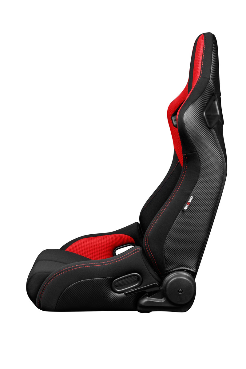 Elite-R Series Sport Seats - Black and Red Polo Cloth (Red Stitching)