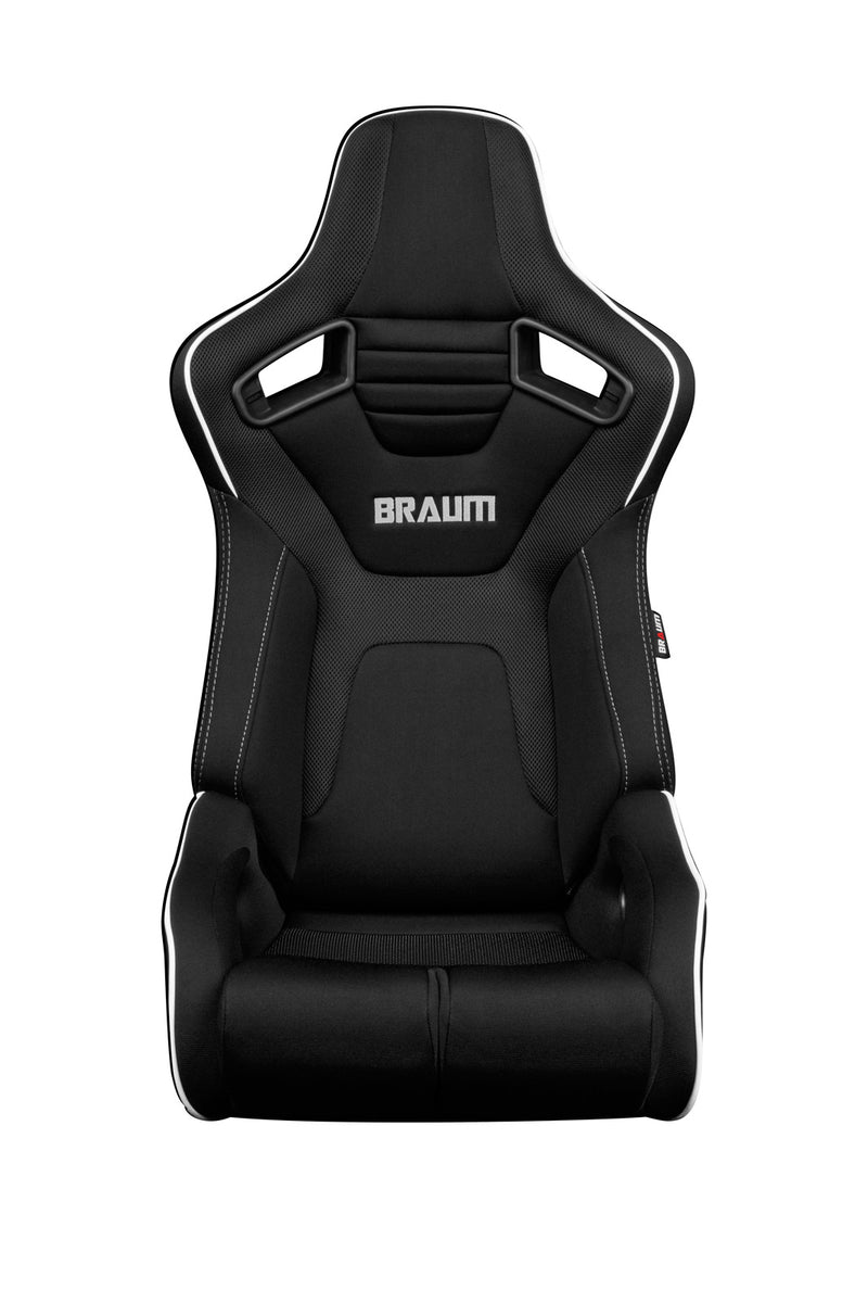 Elite-R Series Sport Seats - Black Polo Cloth (Grey Stitching / White Piping)