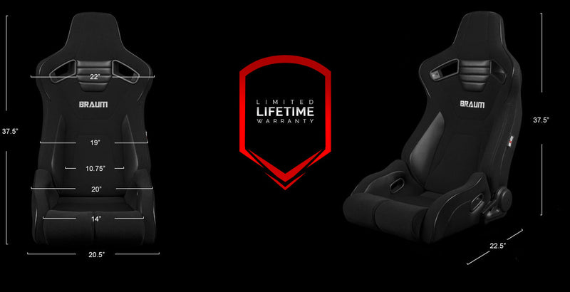 Elite-R Series Sport Seats - Black Jacquard (Black Stitching / Black Piping)