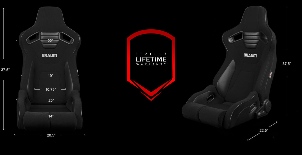 Elite-R Series Sport Seats - Black Jacquard (Black Stitching / Black Piping)