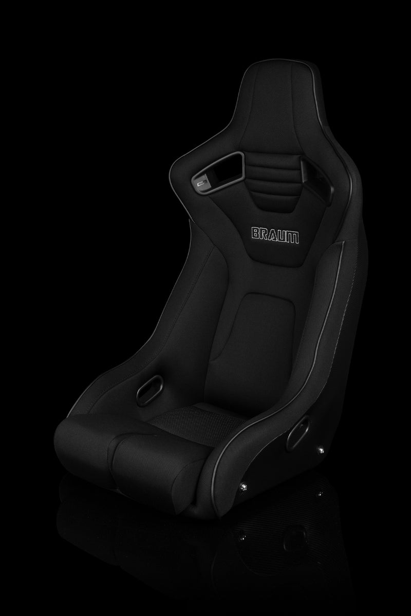 Elite-R Series Fixed Back Bucket Seat - Black Polo Cloth (Black Stitching / Black Piping)