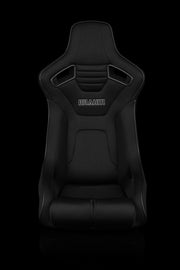 Elite-R Series Fixed Back Bucket Seat - Black Polo Cloth (Black Stitching / Black Piping)