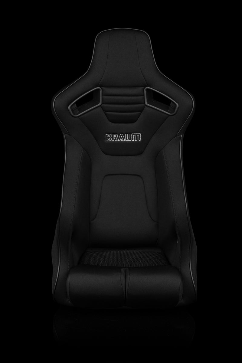 Elite-R Series Fixed Back Bucket Seat - Black Polo Cloth (Black Stitching / Black Piping)