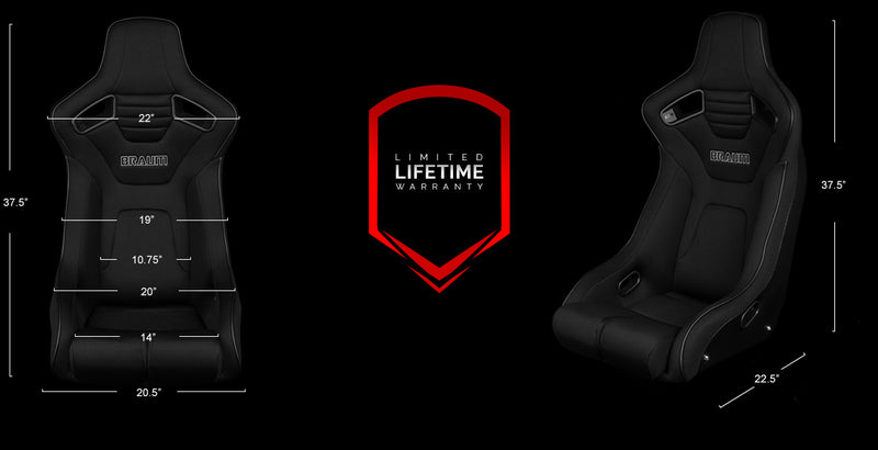 Elite-R Series Fixed Back Bucket Seat - Black Polo Cloth (Black Stitching / Black Piping)