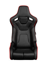 Elite-R Series Sport Seats - Black Leatherette (Red Stitching / Red Piping)