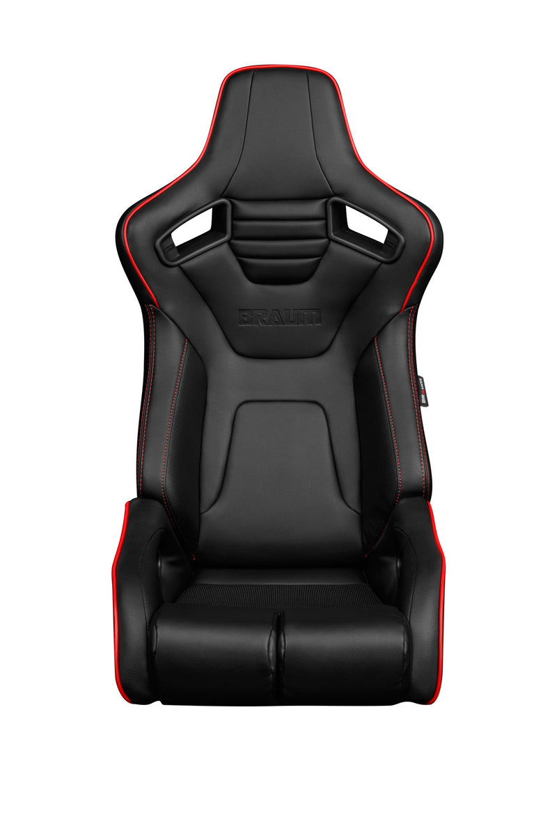 Elite-R Series Sport Seats - Black Leatherette (Red Stitching / Red Piping)