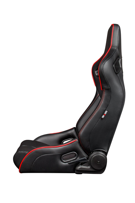Elite-R Series Sport Seats - Black Leatherette (Red Stitching / Red Piping)