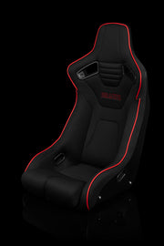 Elite-R Series Fixed Back Bucket Seat - Black Polo Cloth (Red Stitching / Red Piping)