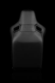 Elite-R Series Fixed Back Bucket Seat - Black Polo Cloth (Red Stitching / Red Piping)