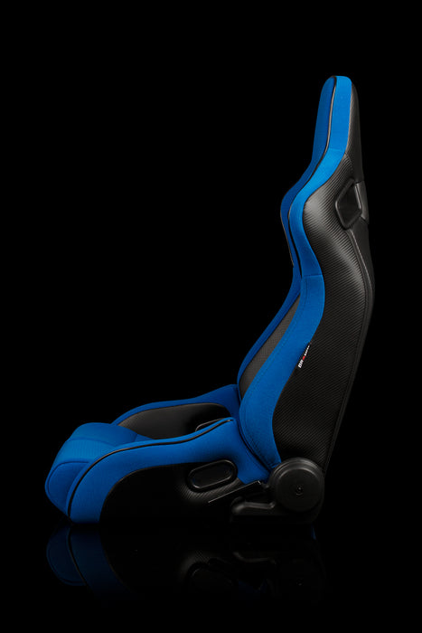 Elite-R Series Reclinable Bucket Seat - Blue Cloth / Black Piping