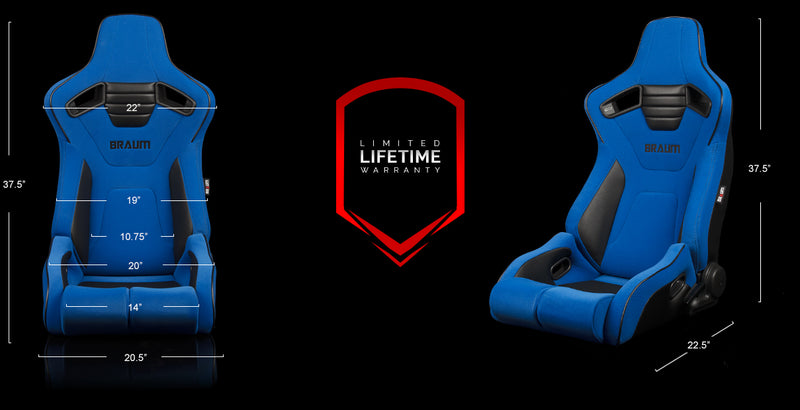 Elite-R Series Reclinable Bucket Seat - Blue Cloth / Black Piping