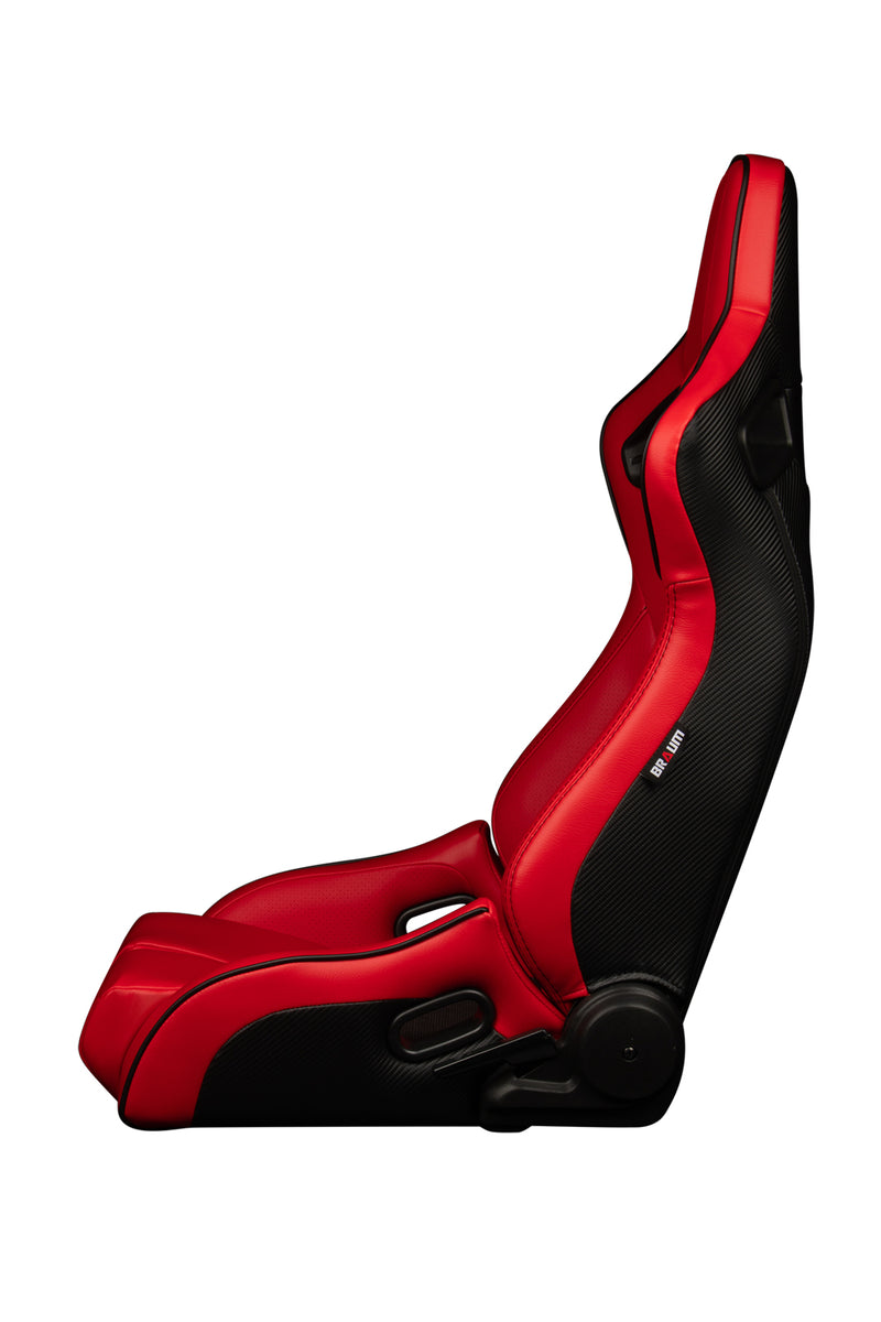 ELITE-R SERIES SPORT SEATS RED LEATHERETTE w/BLACK PIPING PAIR