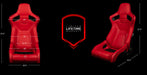 ELITE-R SERIES SPORT SEATS RED LEATHERETTE w/BLACK PIPING PAIR