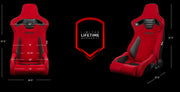 Elite-R Series Reclinable Bucket Seat - Red Cloth / Black Piping