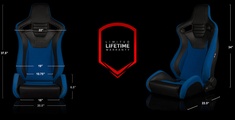 Elite-S Series Sport Seats - Black & Blue