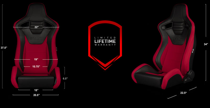Elite-S Series Sport Seats - Black & Red