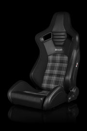 Elite-S Series Sport Seats - Black & Grey Plaid (Grey Stitching)