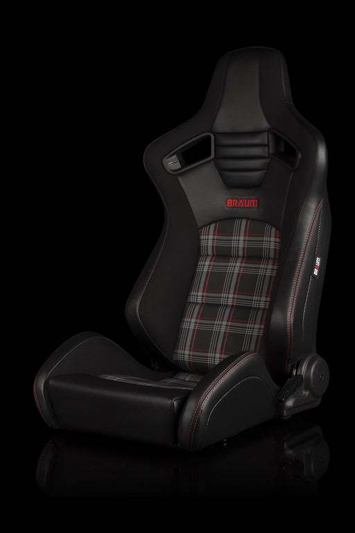 Elite-S Series Sport Seats - Black & Red Plaid (Red Stitching)