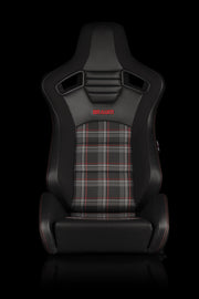 Elite-S Series Sport Seats - Black & Red Plaid (Red Stitching)