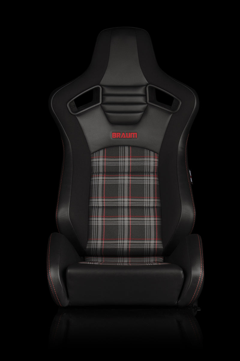 Elite-S Series Sport Seats - Black & Red Plaid (Red Stitching)
