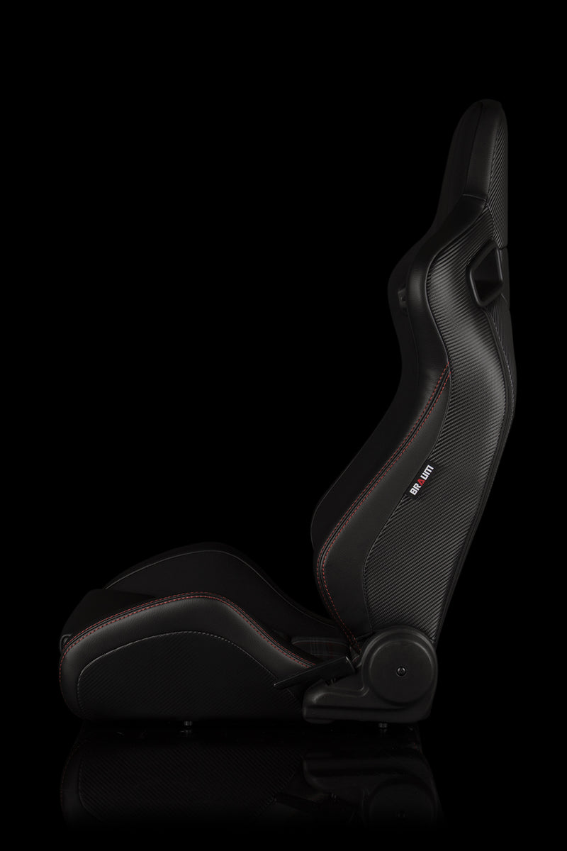 Elite-S Series Sport Seats - Black & Red Plaid (Red Stitching)