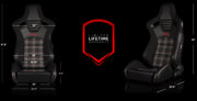 Elite-S Series Sport Seats - Black & Red Plaid (Red Stitching)