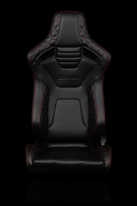 Elite-X Series Sport Seats - Black Diamond (Red Stitching)