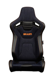 Elite-X Series Sport Seats - Black PU / Navy Denim / Orange Stitching