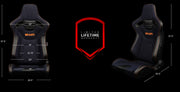 Elite-X Series Sport Seats - Black PU / Navy Denim / Orange Stitching