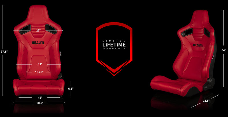 Elite-X Series Sport Seats - Red Leatherette (black Stitching)