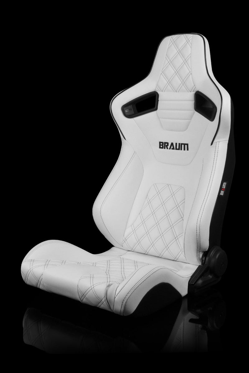 ELITE-X Series Sport Seats - White Leatherette / Diamond Edition / Black Trim