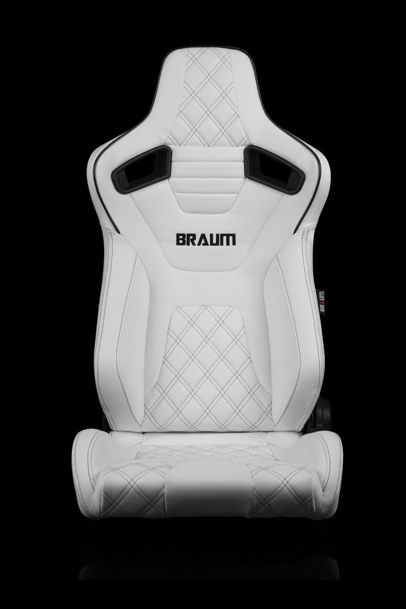 ELITE-X Series Sport Seats - White Leatherette / Diamond Edition / Black Trim