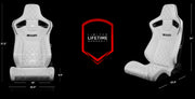 ELITE-X Series Sport Seats - White Leatherette / Diamond Edition / Black Trim