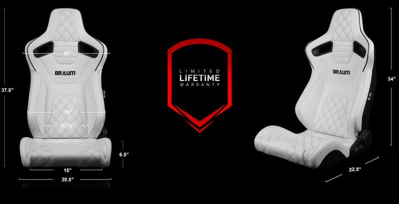ELITE-X Series Sport Seats - White Leatherette / Diamond Edition / Black Trim
