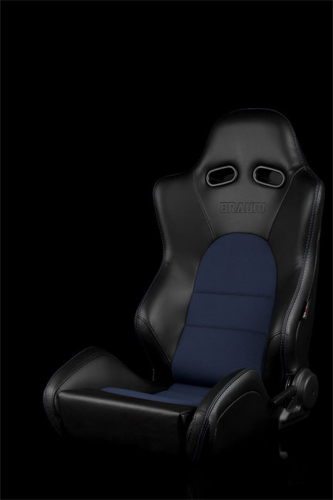 Advan Series Sport Seats - Black Leatherette with Blue Fabric Insert