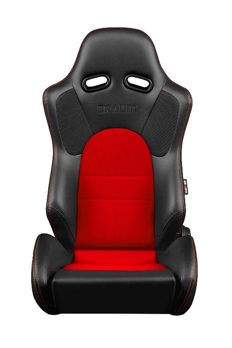 Advan Series Sport Seats - Black Leatherette with Red Fabric Insert