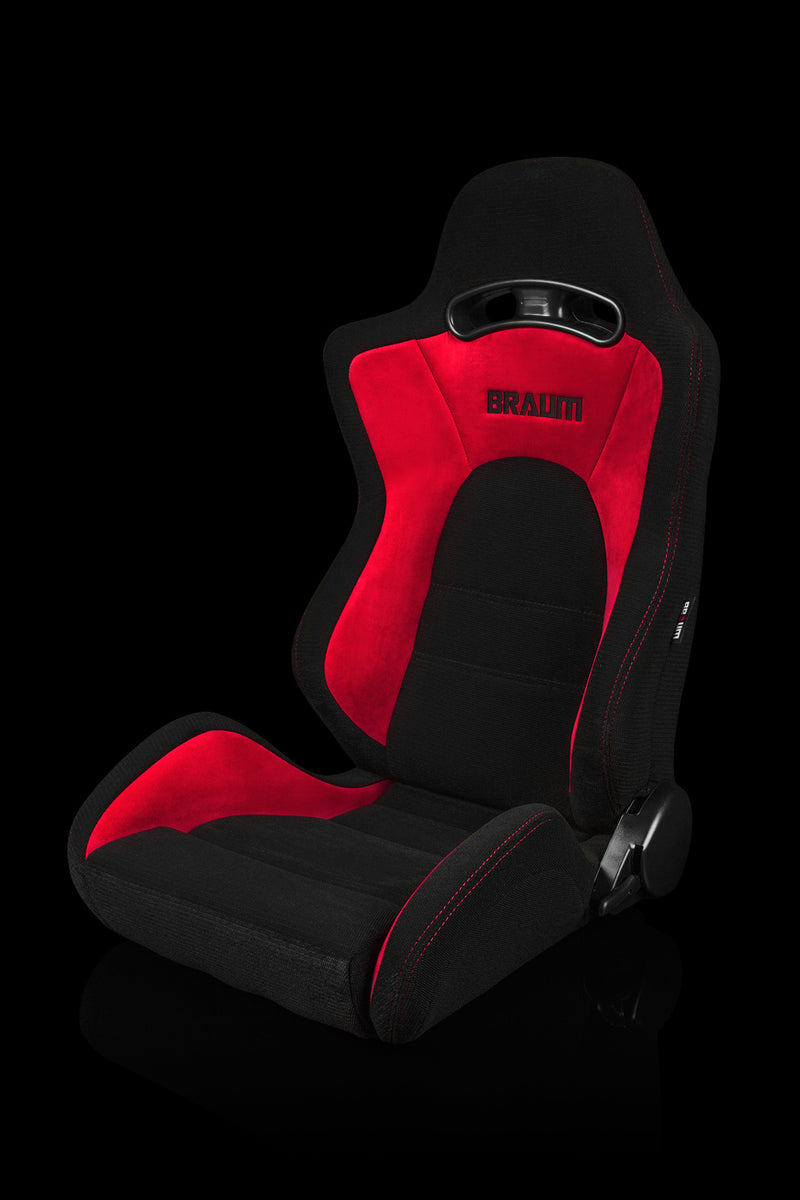 S8 Series V2 Sport Seats - Black Cloth with Red Microsuede