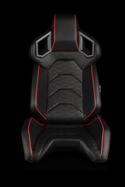 Alpha X Series Sport Seats - Black / Hexagon Laser Pattern (Red Piping)