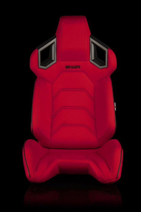 Braum Alpha X Series Sport Seats - Red Polo Fabric (Black Stitching), (Pair)
