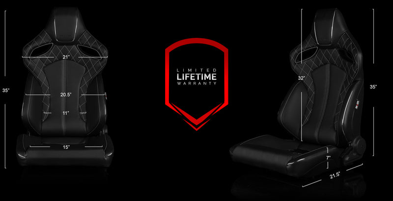 Orue Series Sport Seats - Black Diamond (White Stitching)