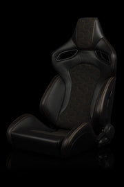 Orue S Series Sport Seats - Honeycomb Alcantara (Orange Stitching)