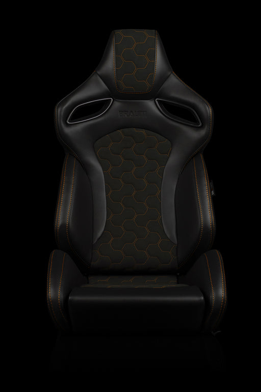 Orue S Series Sport Seats - Honeycomb Alcantara (Orange Stitching)
