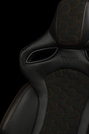 Orue S Series Sport Seats - Honeycomb Alcantara (Orange Stitching)