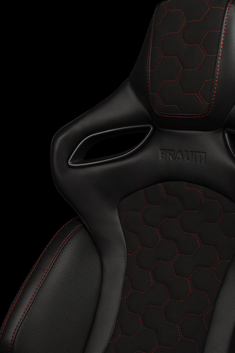 Orue S Series Sport Seats - Honeycomb Alcantara (Red Stitching)